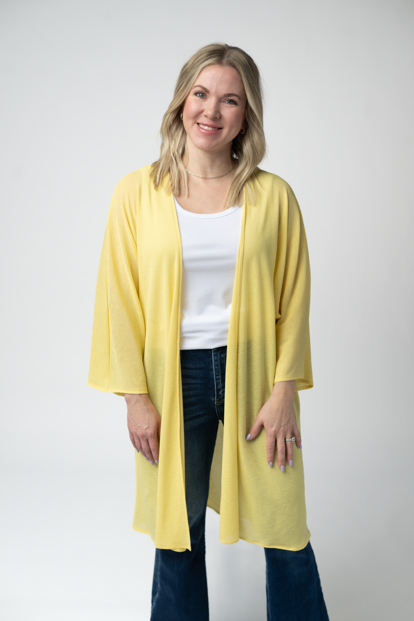Michelle Mae Ellie Cover-Up Kimono - Lemon