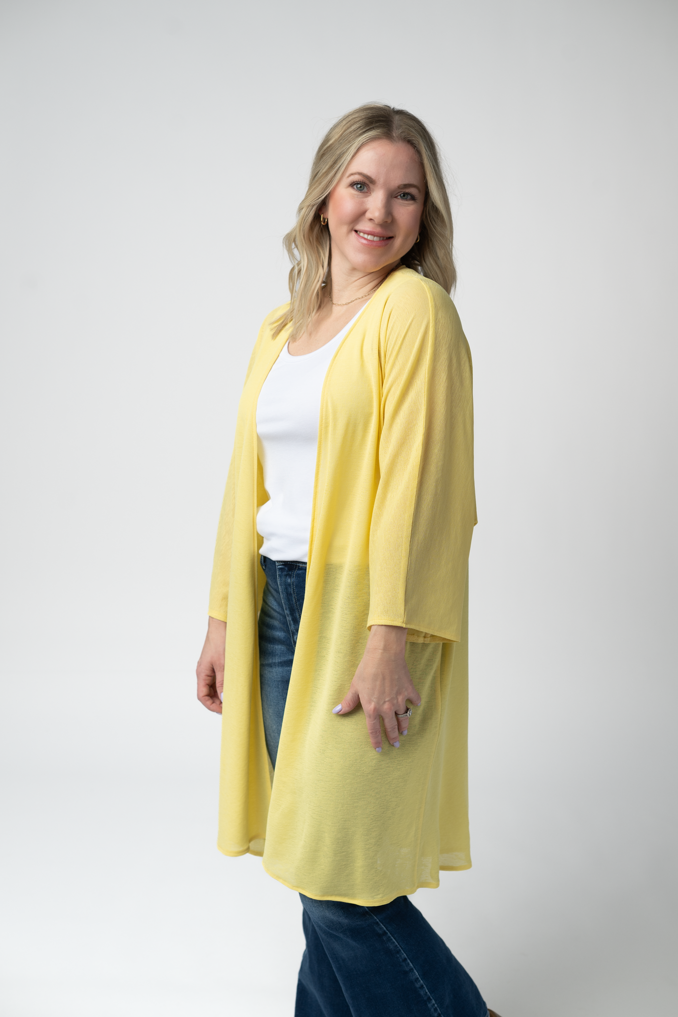 Michelle Mae Ellie Cover-Up Kimono - Lemon