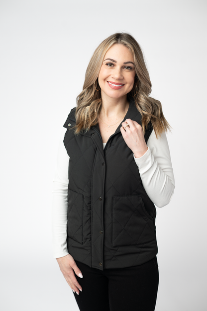 Michelle Mae Remy Zip Up Vest - Black