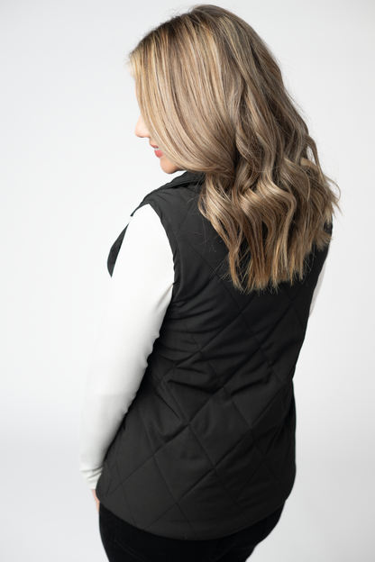 Michelle Mae Remy Zip Up Vest - Black