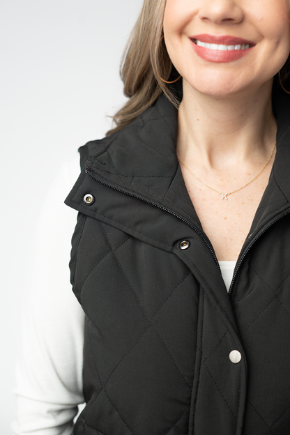 Michelle Mae Remy Zip Up Vest - Black