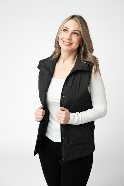 Michelle Mae Remy Zip Up Vest - Black