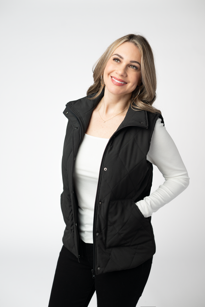 Michelle Mae Remy Zip Up Vest - Black
