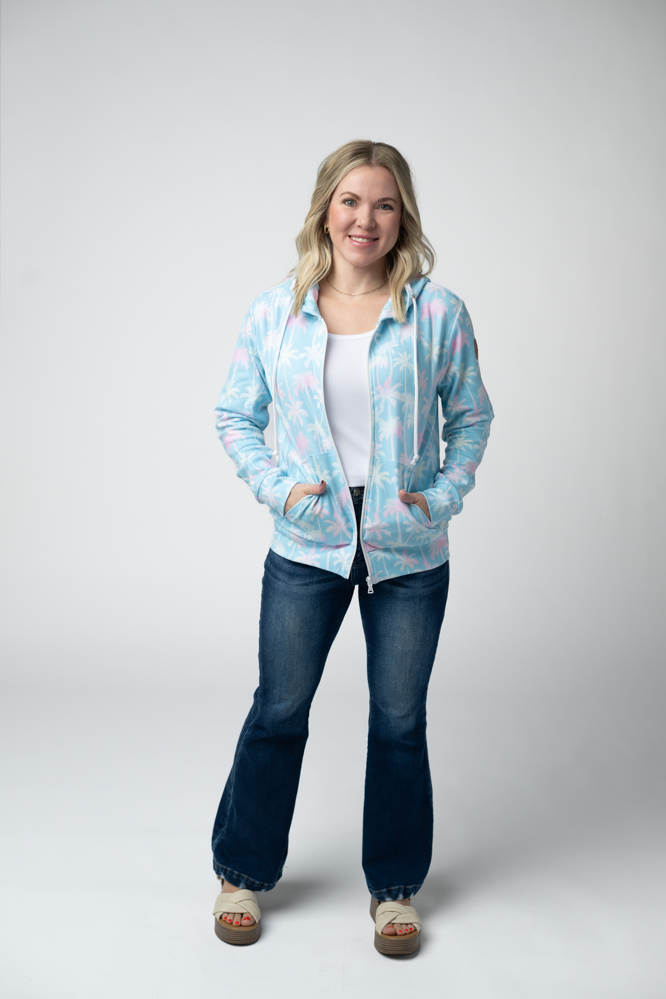 Michelle Mae Fullzip Hoodie - Aqua Palm