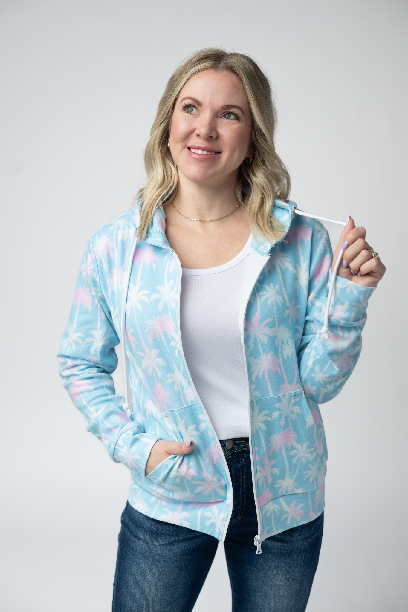 Michelle Mae Fullzip Hoodie - Aqua Palm