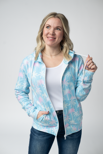 Michelle Mae Fullzip Hoodie - Aqua Palm