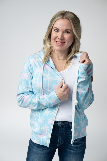 Michelle Mae Fullzip Hoodie - Aqua Palm
