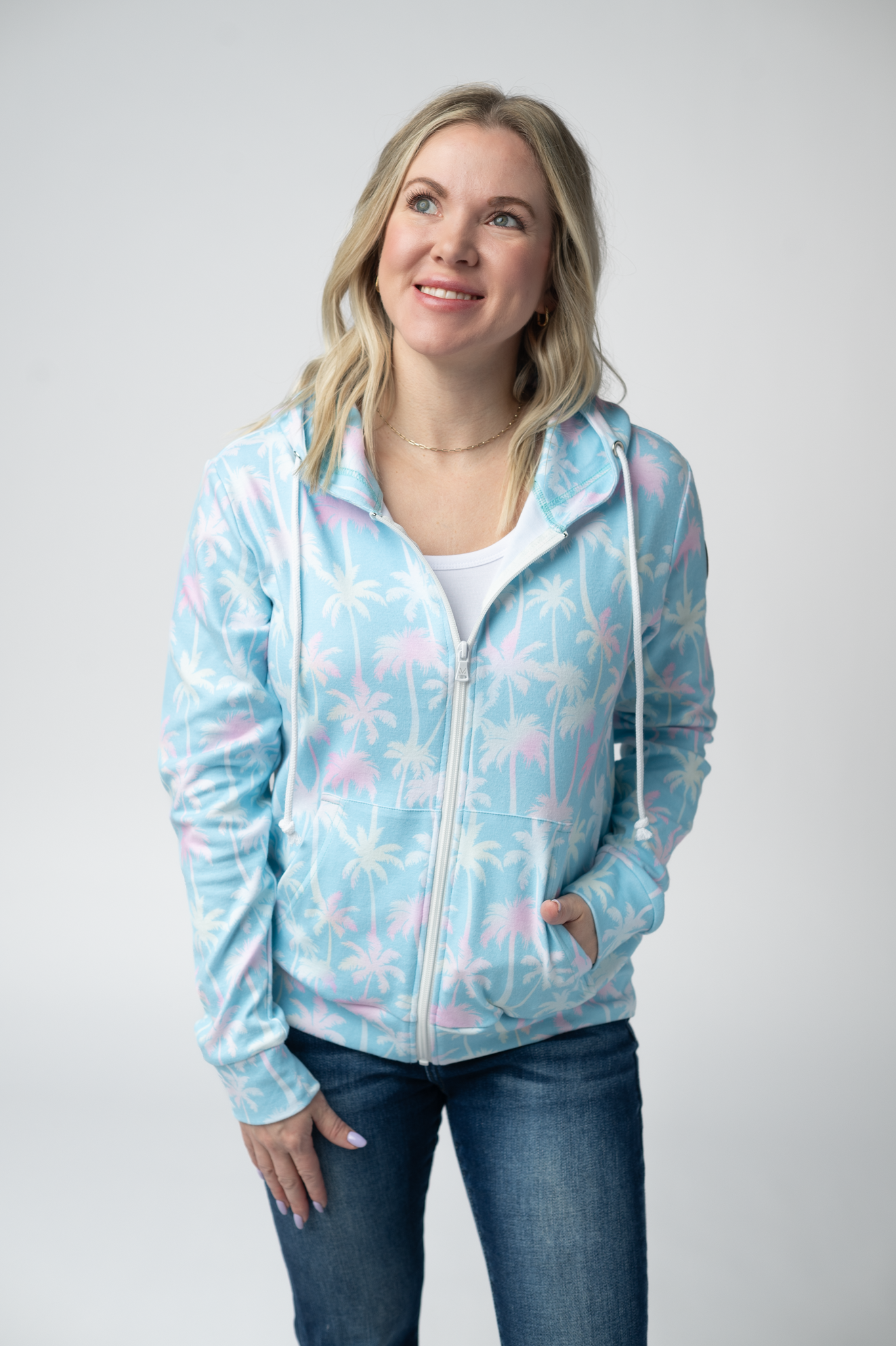 Michelle Mae Fullzip Hoodie - Aqua Palm