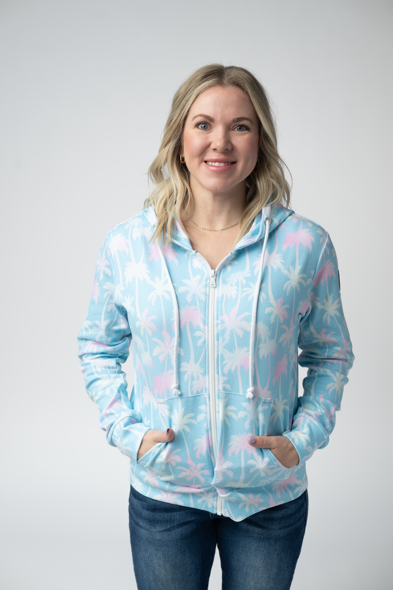 Michelle Mae Fullzip Hoodie - Aqua Palm