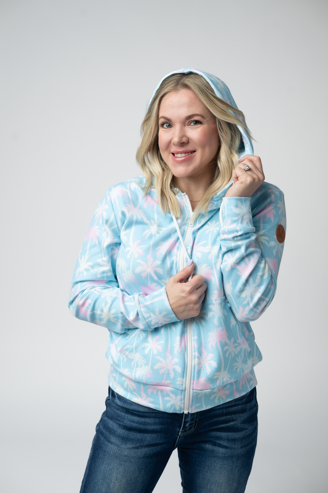 Michelle Mae Fullzip Hoodie - Aqua Palm