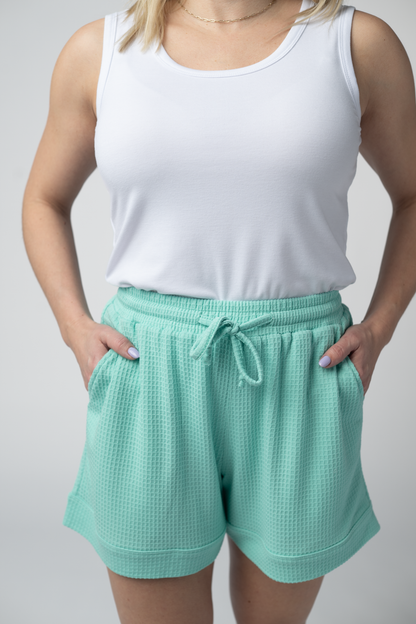 Michelle Mae Weslie Waffle Shorts - Turquoise