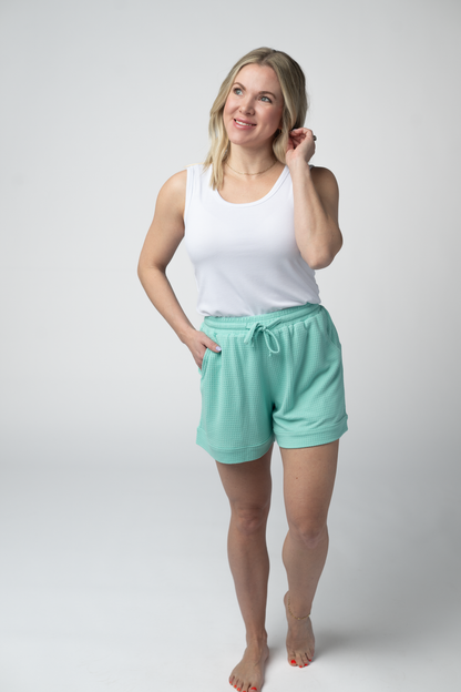 Michelle Mae Weslie Waffle Shorts - Turquoise