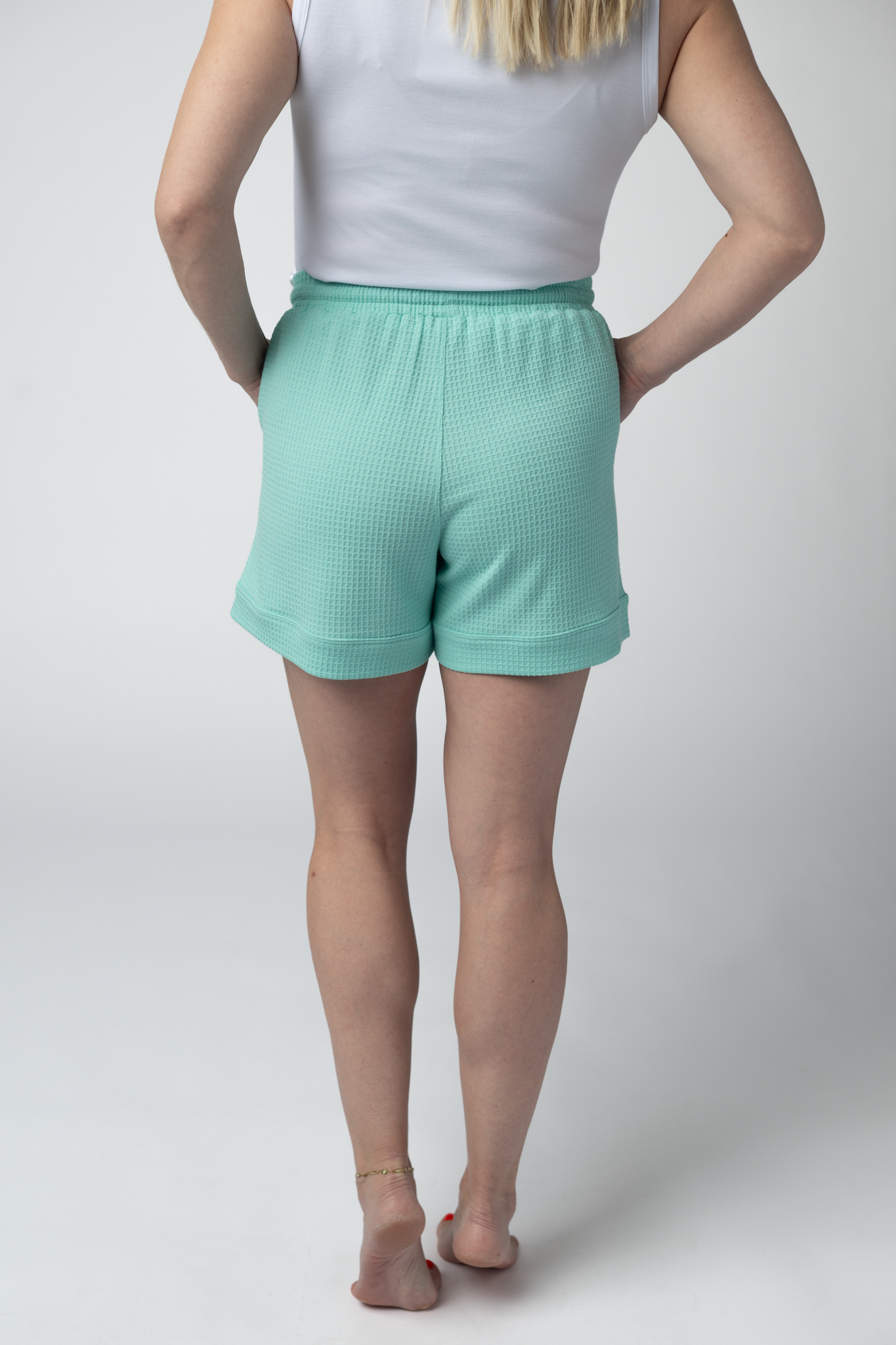 Michelle Mae Weslie Waffle Shorts - Turquoise