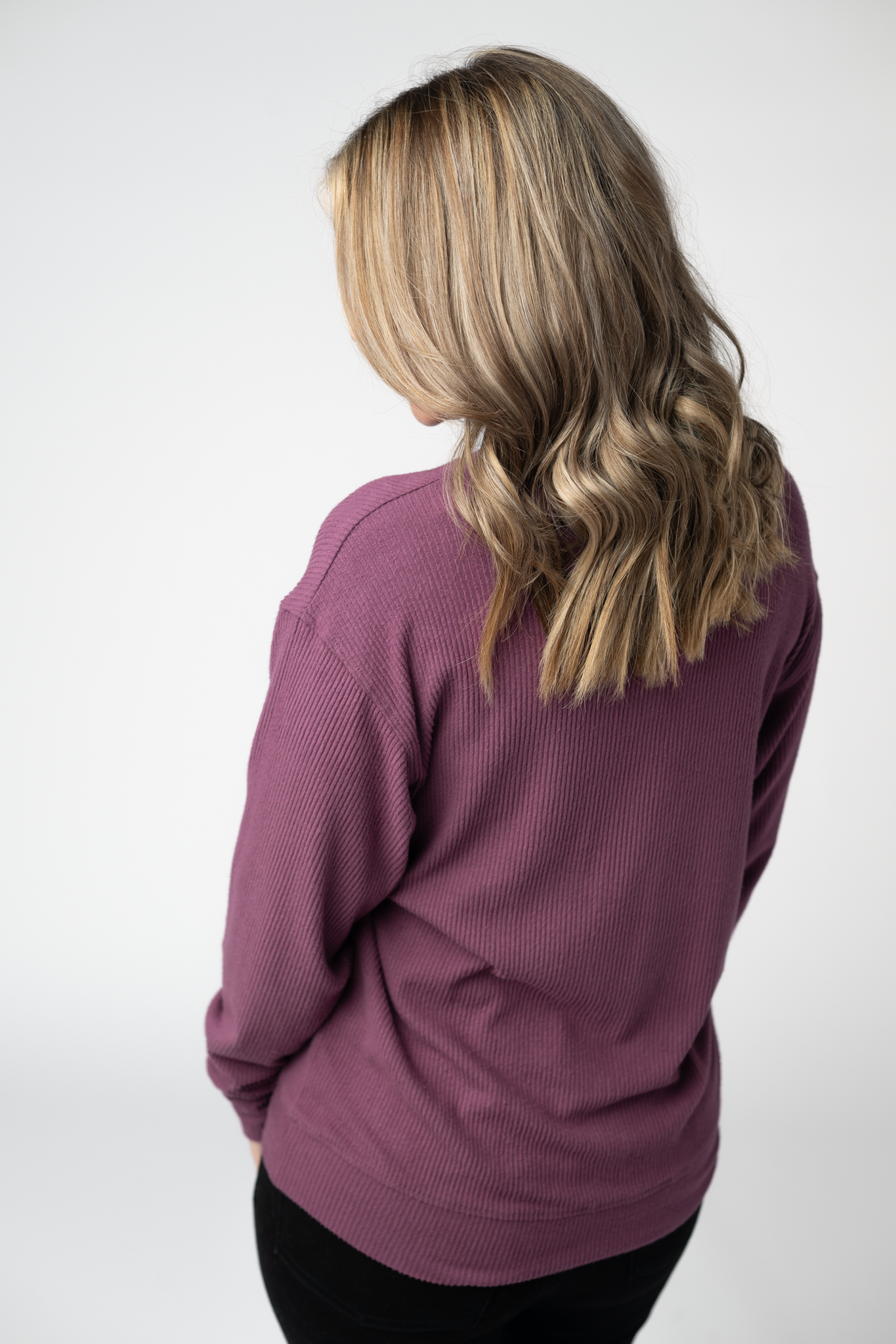 Michelle Mae Corrine Ribbed Pullover Top - Plum