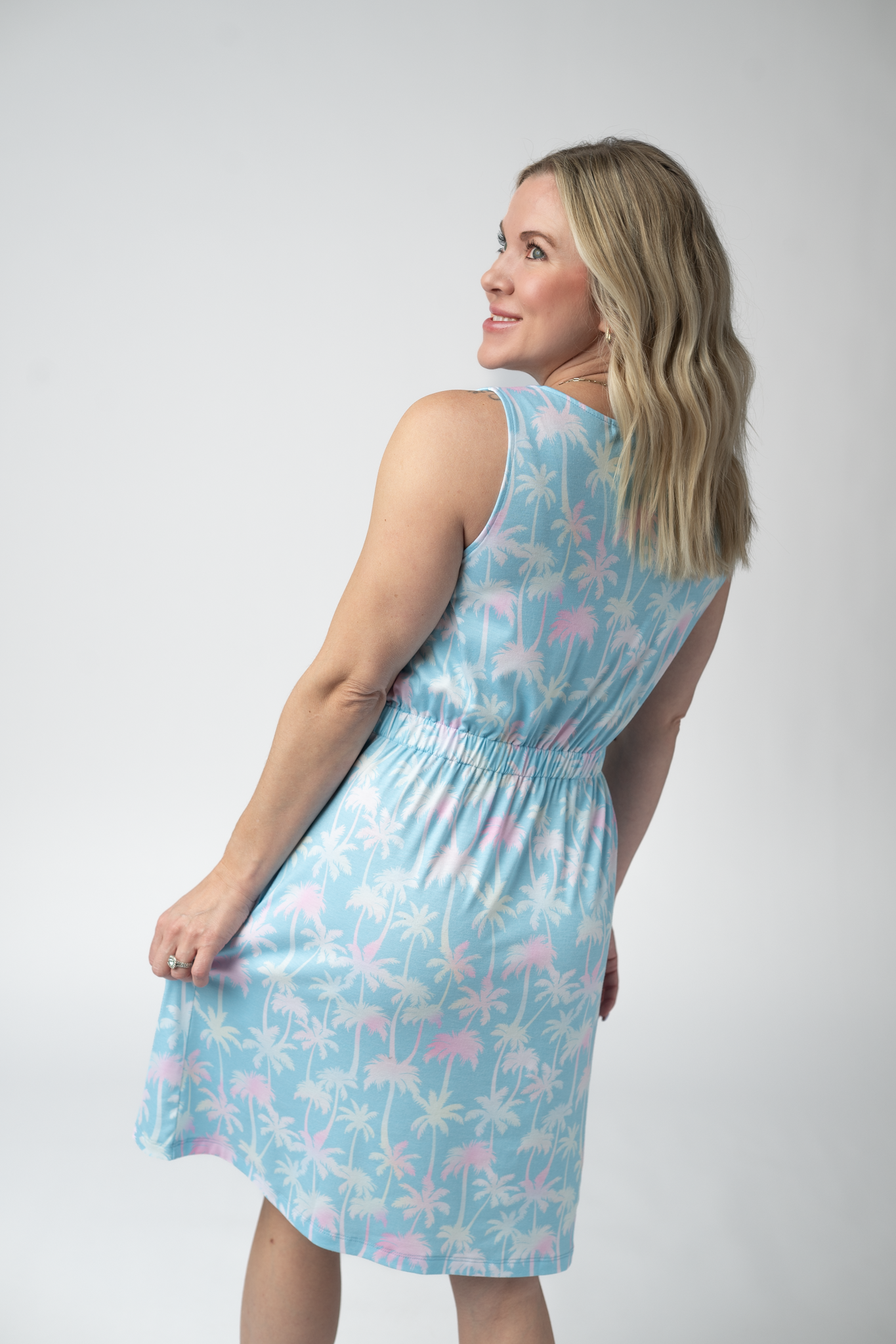 Michelle Mae Beverly Button Dress - Aqua Palm