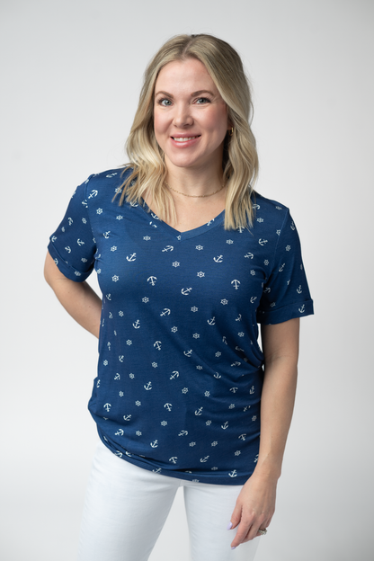 Michelle Mae Sophie Top - Nautical Navy