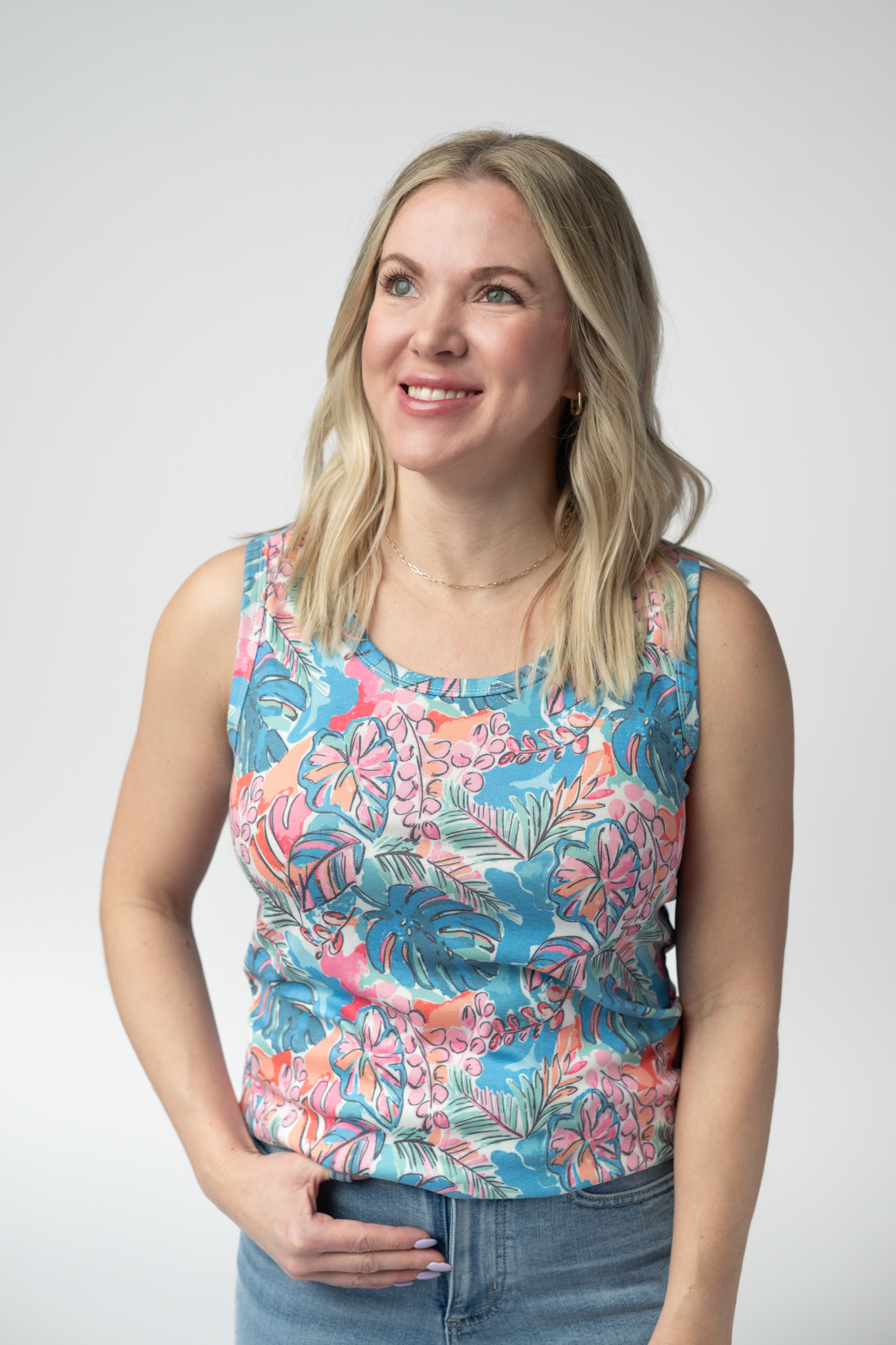 Michelle Mae Ava Tank - Tropical Palm