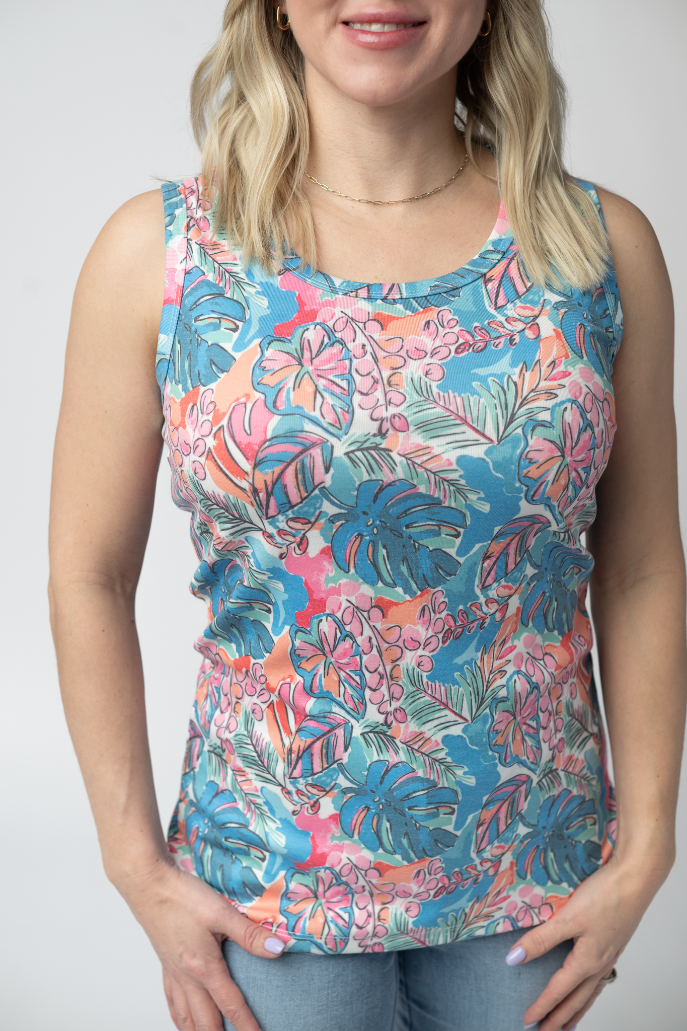 Michelle Mae Ava Tank - Tropical Palm