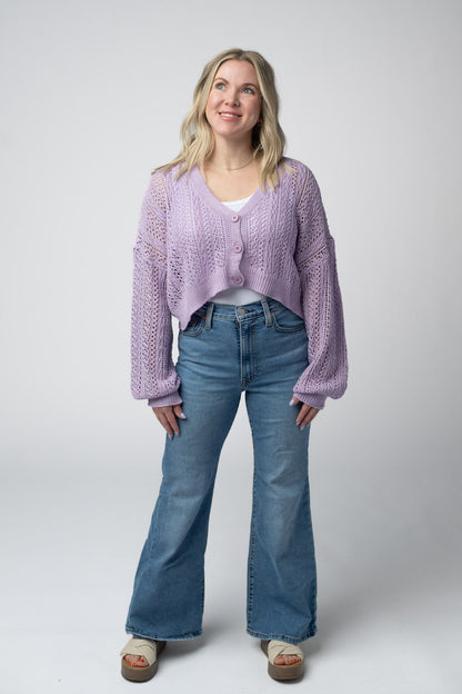 Michelle Mae Callie Cropped Cardigan - Lavender