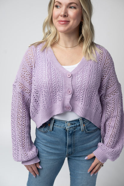 Michelle Mae Callie Cropped Cardigan - Lavender