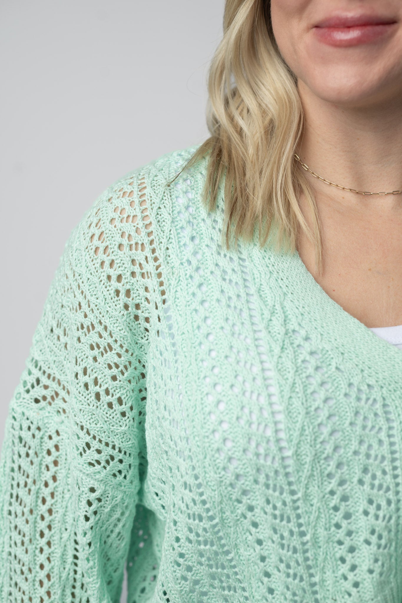 Michelle Mae Callie Cropped Cardigan - Mint