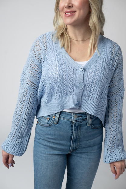 Michelle Mae Callie Cropped Cardigan - Sky Blue