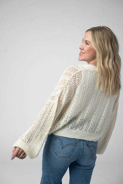 Michelle Mae Callie Cropped Cardigan - Ivory
