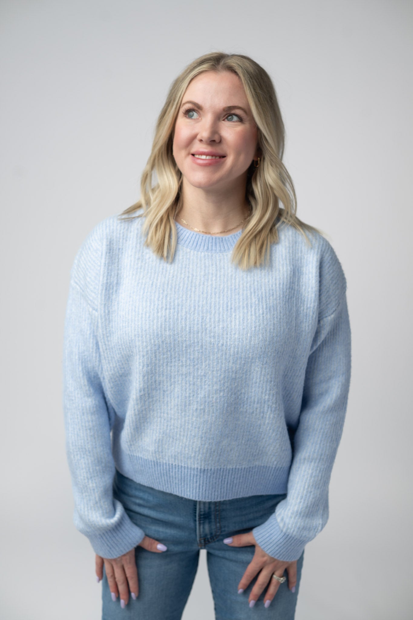 Michelle Mae Josie Cozy Crew Sweater - Sky Blue