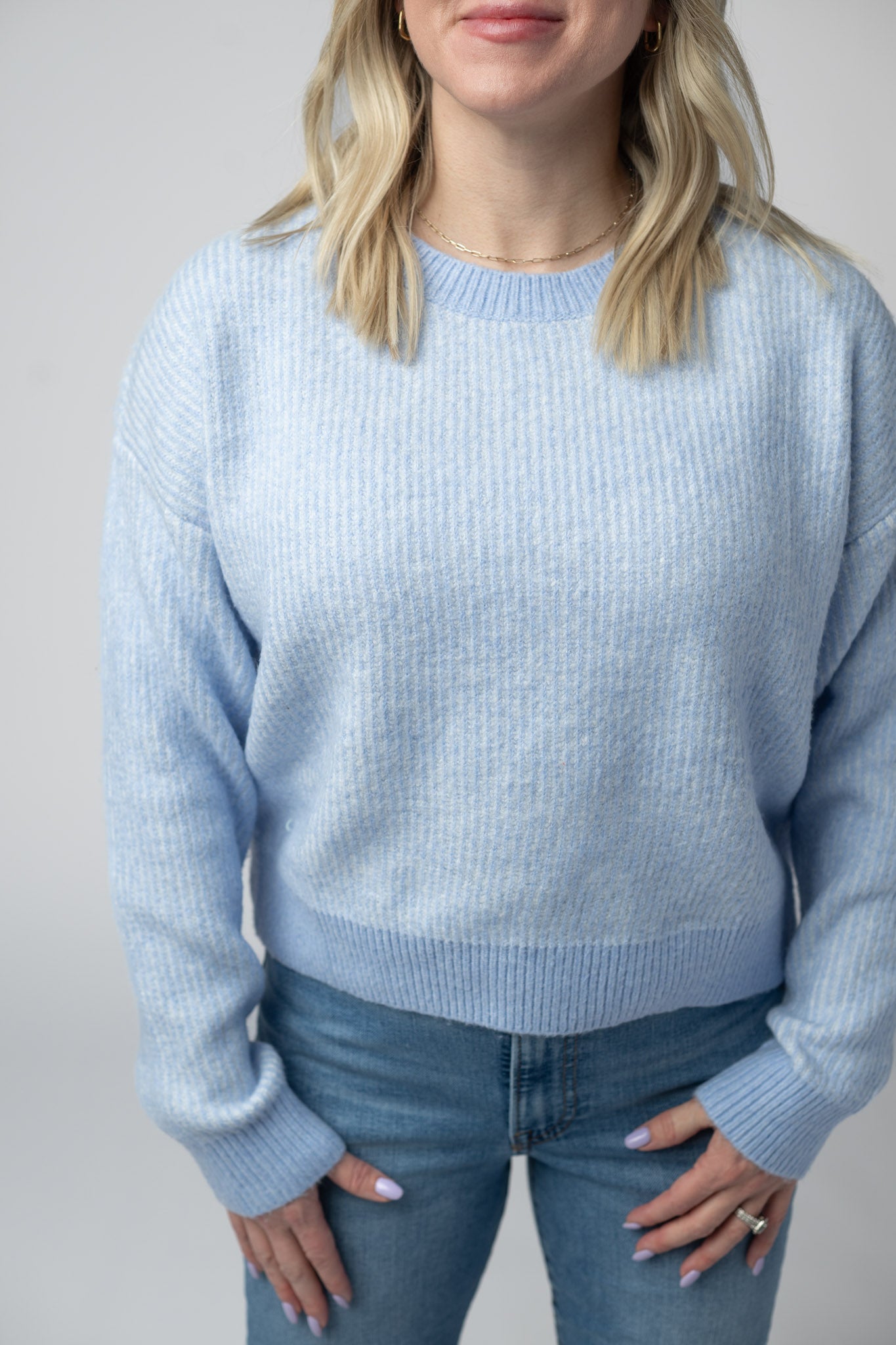 Michelle Mae Josie Cozy Crew Sweater - Sky Blue
