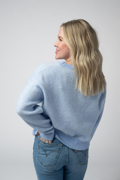 Michelle Mae Josie Cozy Crew Sweater - Sky Blue