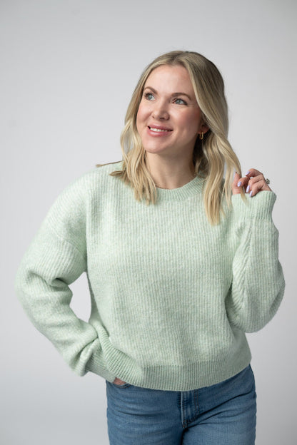 Michelle Mae Josie Cozy Crew Sweater - Light Green