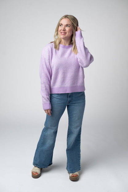 Michelle Mae Josie Cozy Crew Sweater - Lavender