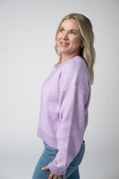 Michelle Mae Josie Cozy Crew Sweater - Lavender