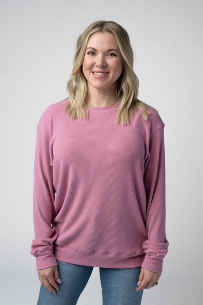 Michelle Mae Corrine Ribbed Pullover Top - Rose