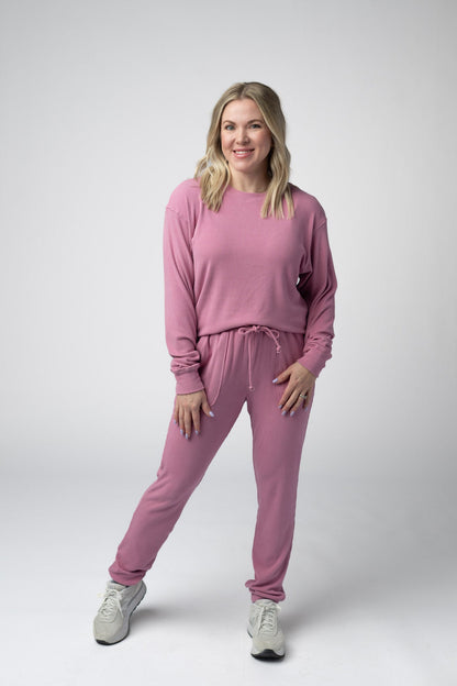 Michelle Mae Corrine Ribbed Pullover Top - Rose