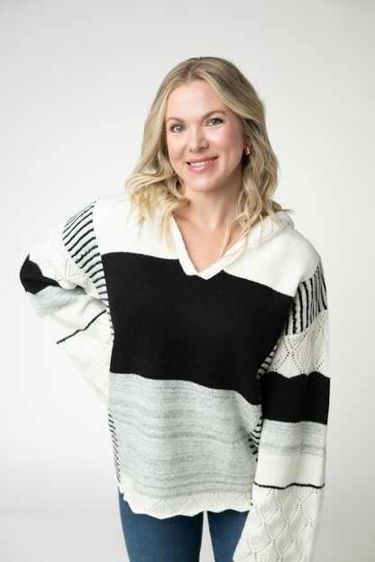 Michelle Mae Monochrome Colorblock Hoodie