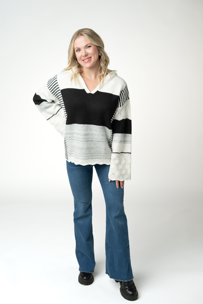 Michelle Mae Monochrome Colorblock Hoodie