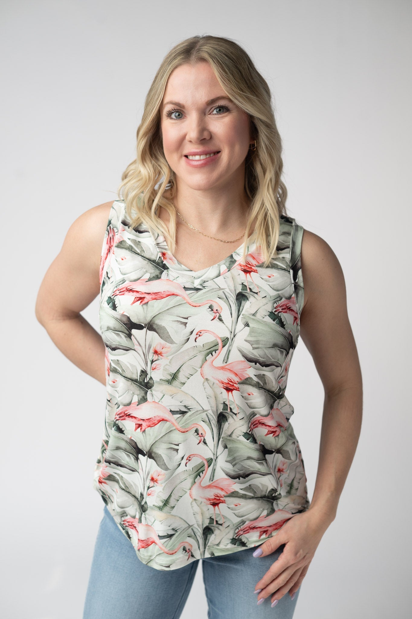 Michelle Mae Noelle Tank - Flamingos
