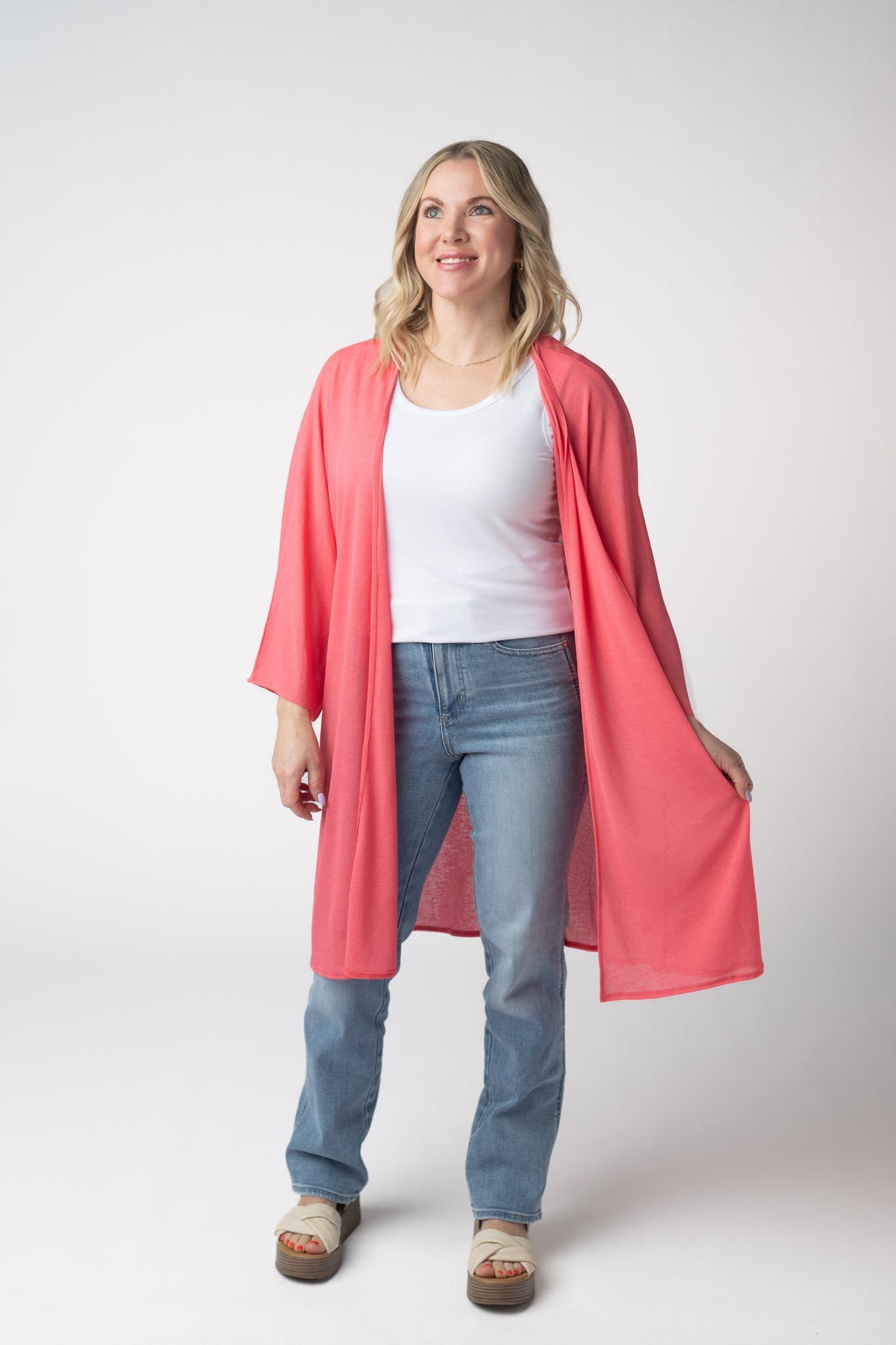 Michelle Mae Ellie Cover-Up Kimono - Sunkissed Coral