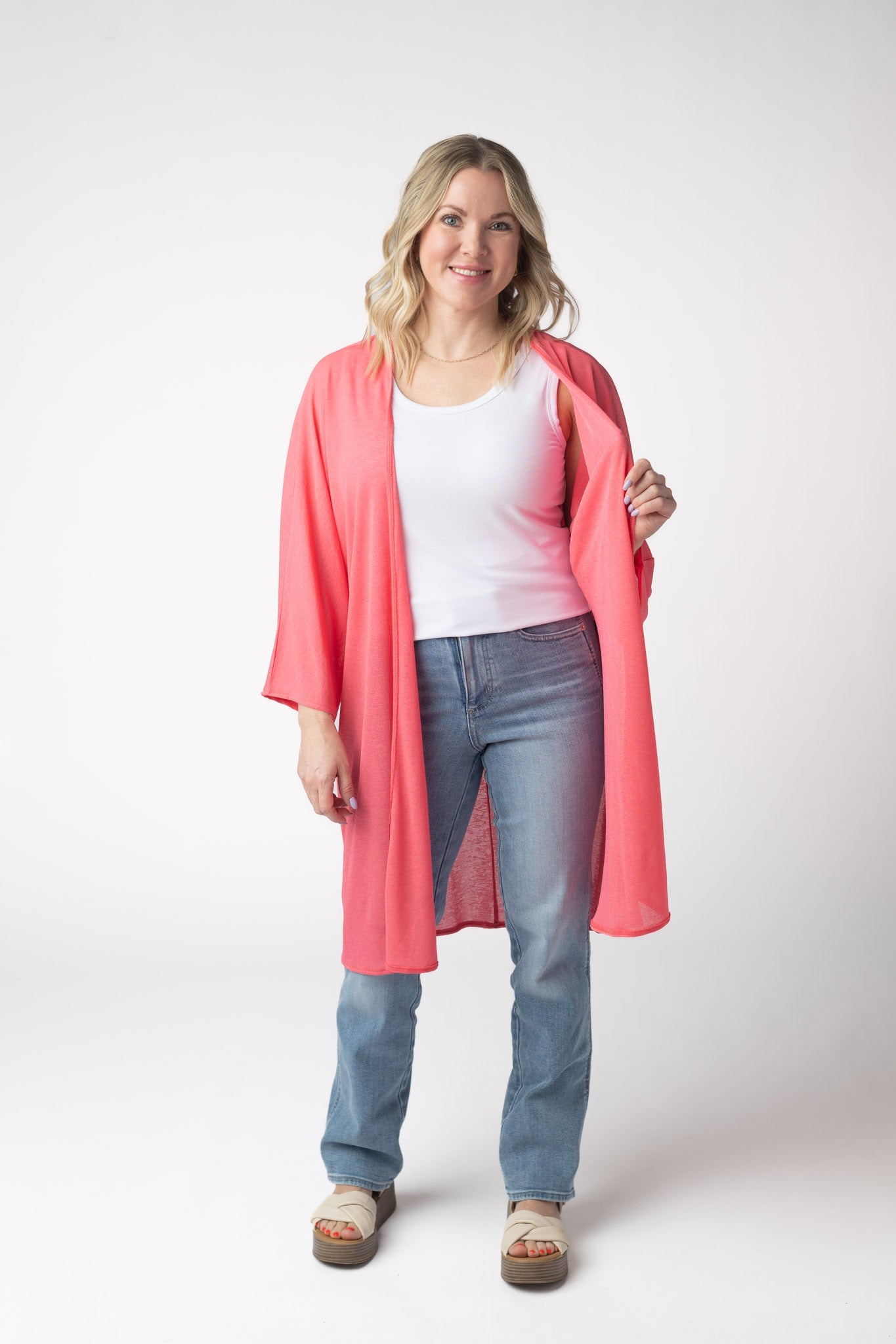 Michelle Mae Ellie Cover-Up Kimono - Sunkissed Coral