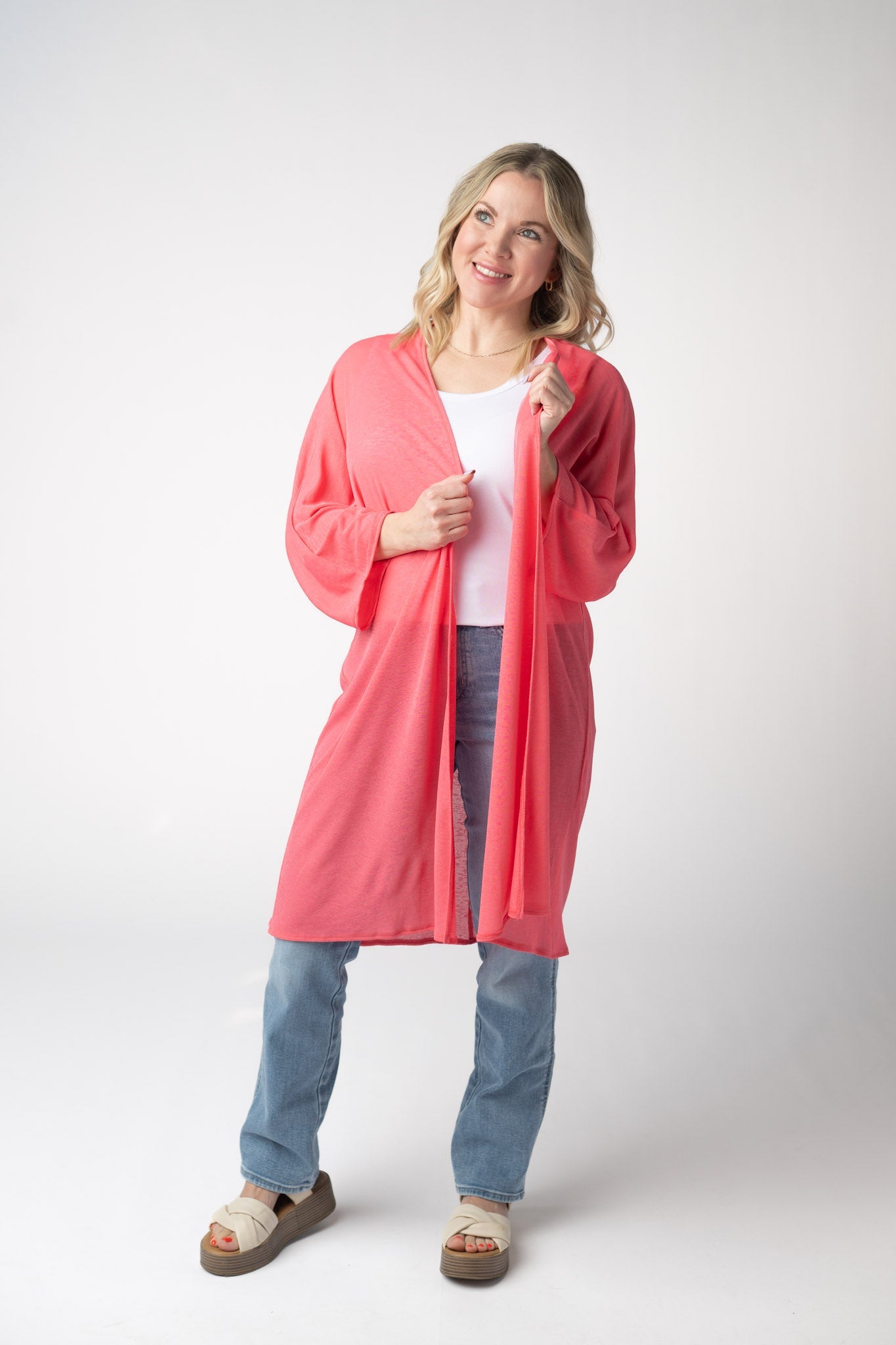 Michelle Mae Ellie Cover-Up Kimono - Sunkissed Coral
