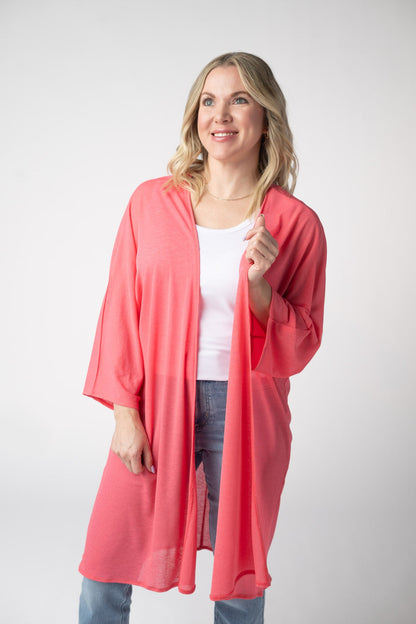 Michelle Mae Ellie Cover-Up Kimono - Sunkissed Coral