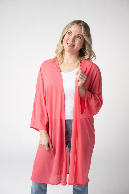 Michelle Mae Ellie Cover-Up Kimono - Sunkissed Coral