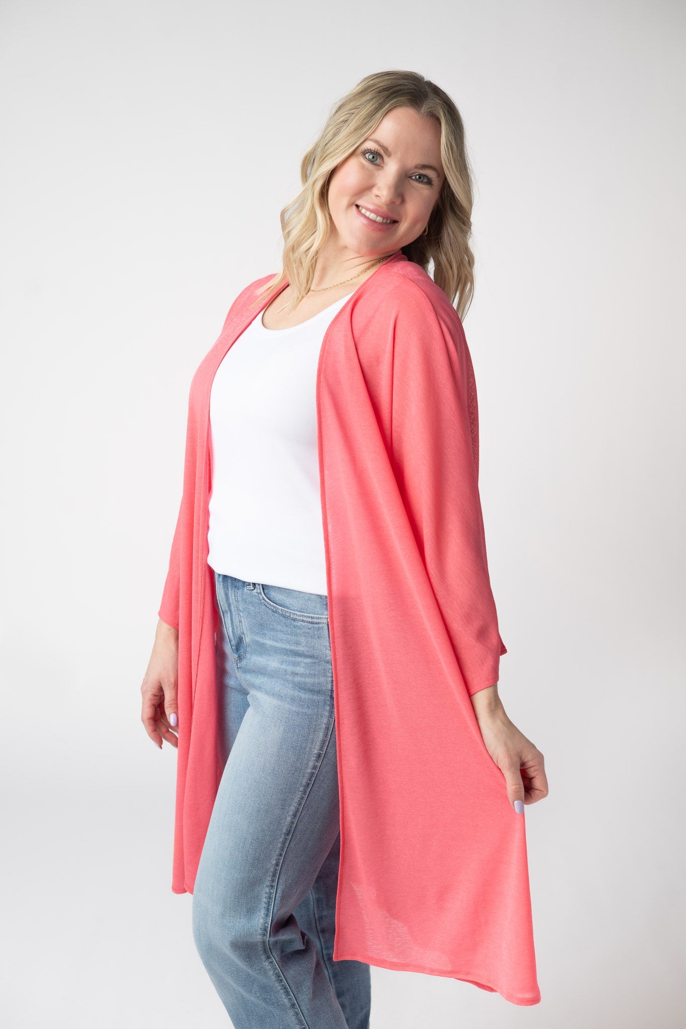 Michelle Mae Ellie Cover-Up Kimono - Sunkissed Coral