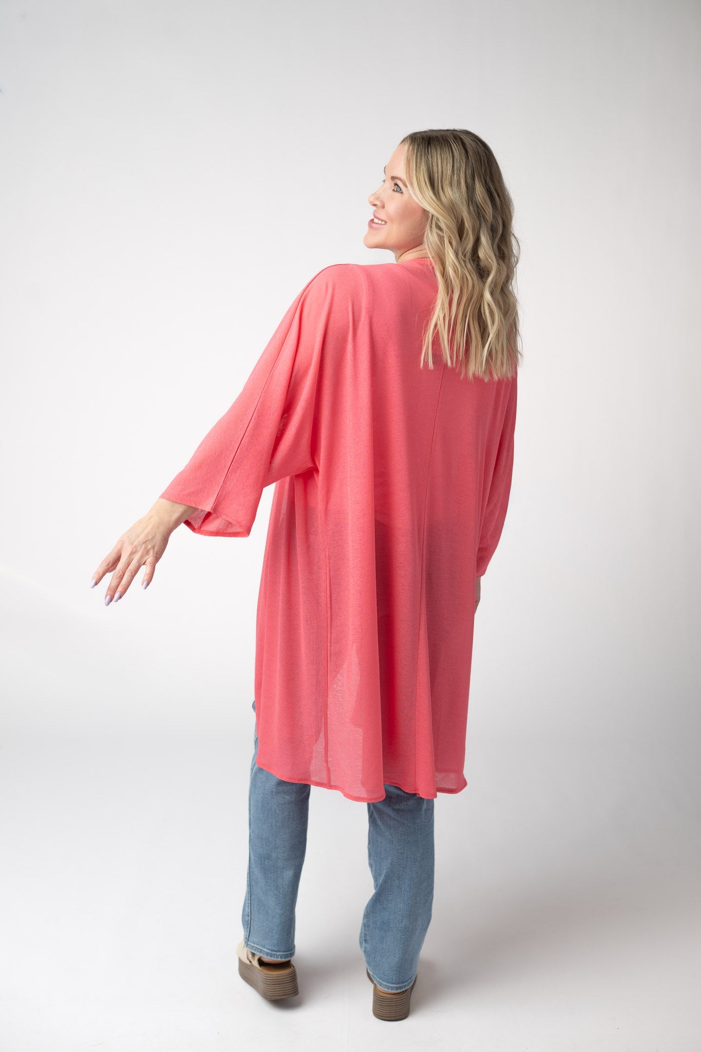 Michelle Mae Ellie Cover-Up Kimono - Sunkissed Coral