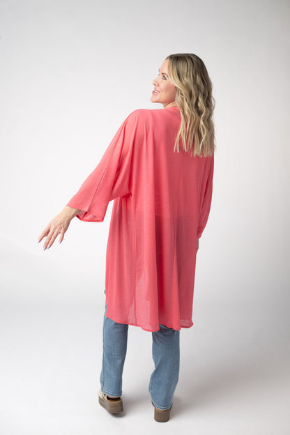 Michelle Mae Ellie Cover-Up Kimono - Sunkissed Coral