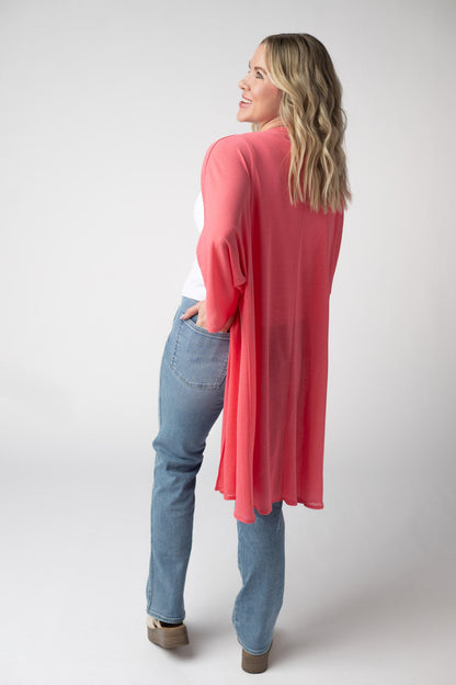 Michelle Mae Ellie Cover-Up Kimono - Sunkissed Coral