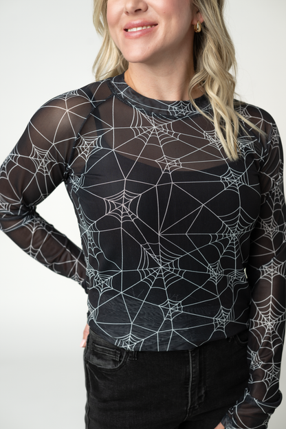 Michelle Mae Blair Mesh Long Sleeve Top - Webs