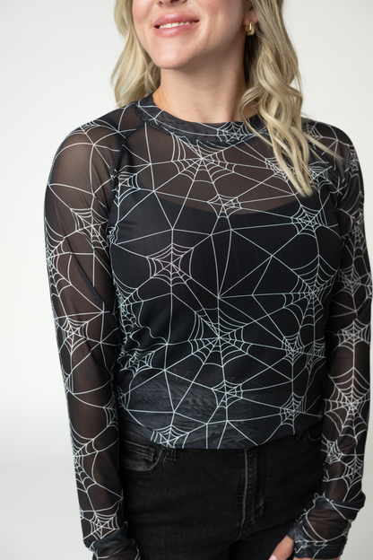Michelle Mae Blair Mesh Long Sleeve Top - Webs