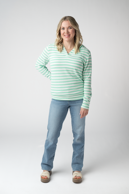 Michelle Mae Amelia Striped Hoodie - Green